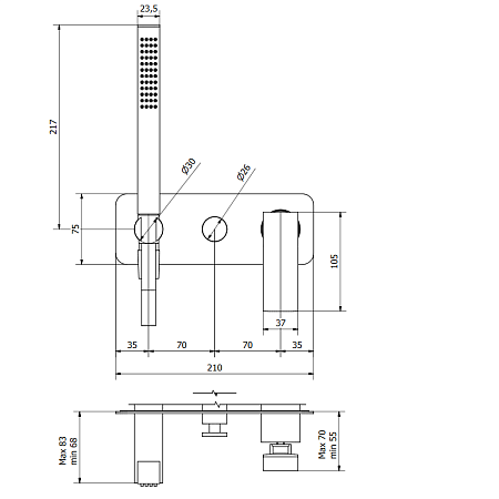 Смеситель IB Rubinetterie Wave EWA313CC для ванны и душа, хром