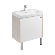 Тумба c раковиной Aquaton Сканди 1A278901SDB20 70 с дверками, белый/дуб верона