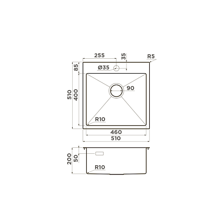 Кухонная мойка Omoikiri Akisame 51-GB 51x51x20 графит