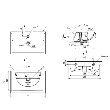 Мебельная раковина Dreja Мини 60
