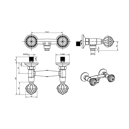 Смеситель Boheme Brillante Presente 354 для душа, хром
