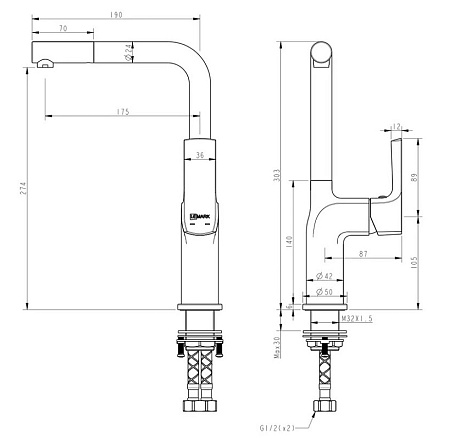 Смеситель Lemark Ursus LM7205BL для кухонной мойки, черный