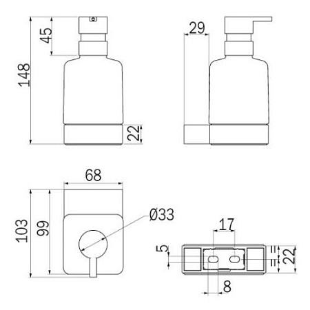 Дозатор для жидкого мыла Inda Indissima A88120NE21 черный матовый