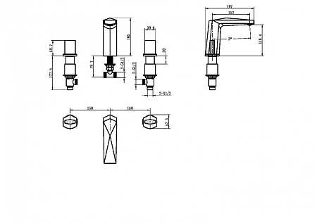 Смеситель Boheme Venturo 150-MG-ICE для раковины, ручка Ice, золото матовое