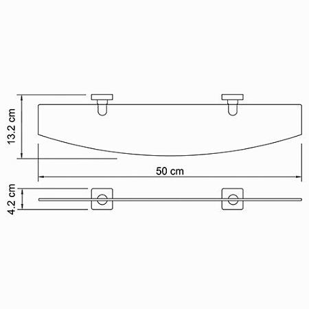 Полка WasserKRAFT Lippe K-6524 стеклянная, хром/матовое стекло