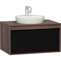 Тумба с раковиной VitrA Metropole 58187 80 сливовое дерево, черное акриловое стекло