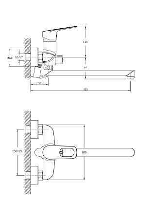 Смеситель для ванны и душа RUSH Edge ED7735-51 хром