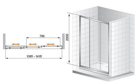 Душевая дверь в нишу Cezares Family BF 3 140, прозрачное стекло