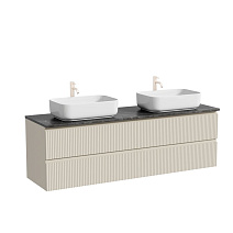 Тумба с раковиной и столешницей Sancos Snob R 160 SNR80CE+TT160A1X Beige Soft/Black Sky