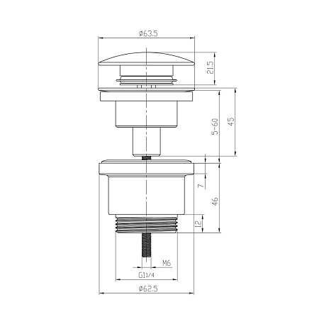 Донный клапан Lemark LM8500BL черный