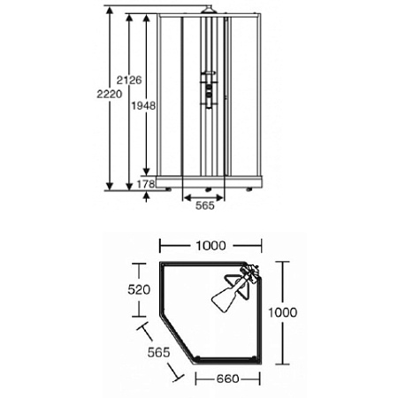 Передняя панель с дверью IDO Showerama 8-5 4985111012 100x100 прозрачное стекло, хром матовый