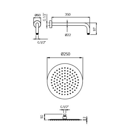 Верхний душ Palazzani 9926Q210 хром