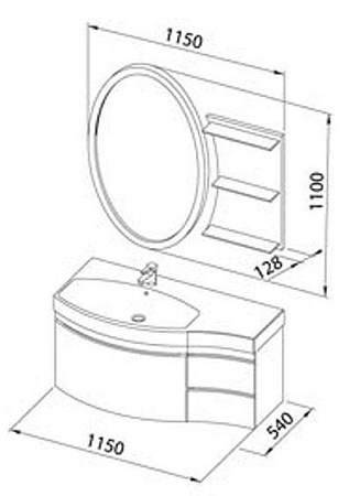 Мебельная раковина Aquanet Опера 115 L