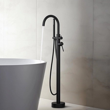 Смеситель Aquatek Европа AQ1345MB для ванны, напольный, черный матовый