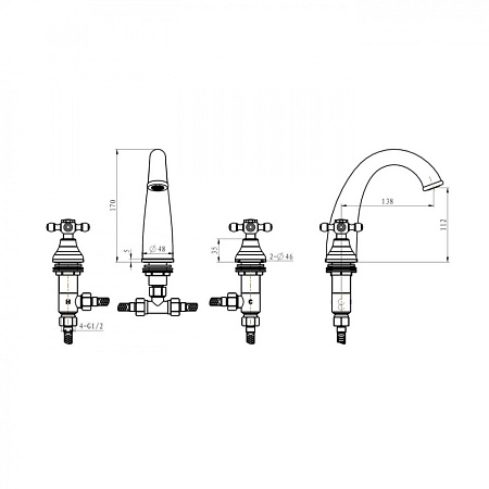 Смеситель Boheme Crystal 317-CRST для раковины, бронза