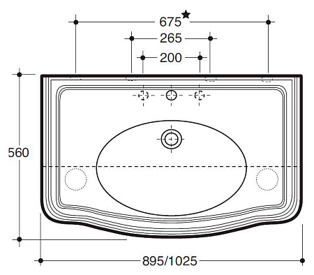 Раковина Simas Arcade AR 874 bia 1 hole 105x56x20 с 1 отверстием под смеситель, белый