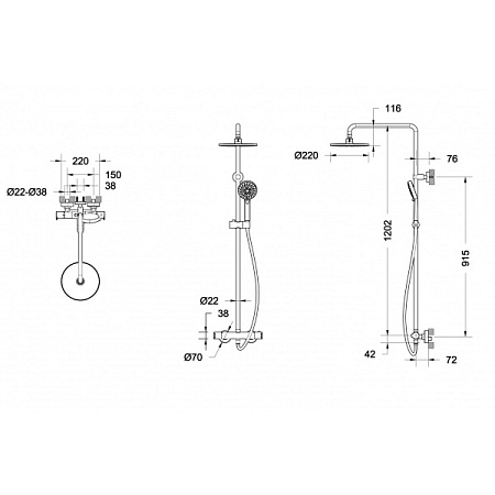 Душевая стойка Bravat Waterfall F939114C-A5-RUS хром