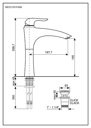 Смеситель Emmevi Neco 91006/CR для раковины, хром