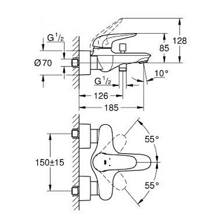 Смеситель Grohe Eurostyle 23726003 для ванны