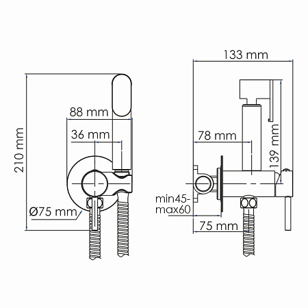 Гигиенический душ со смесителем WasserKRAFT A70638 черный