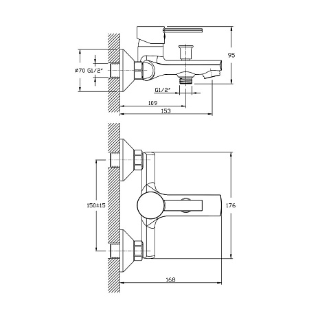 Смеситель Agger Punctual A1610000 для ванны с душем