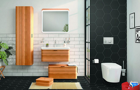 Шкаф-пенал VitrA Nest Trendy 56187 45 L с корзиной, светлое дерево