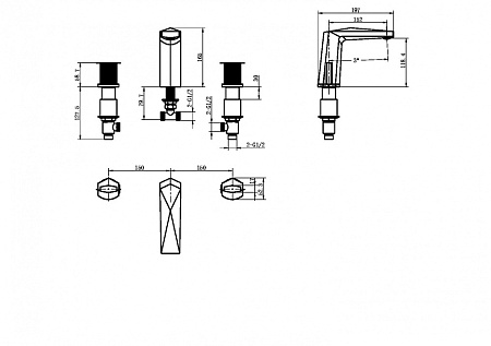 Смеситель Boheme Venturo 150-WG-TOUCH для раковины, ручка Touch, белый/золото