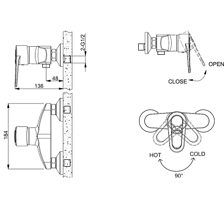 Смеситель Bravat Loop F9124182CP-01-RUS для душа хром