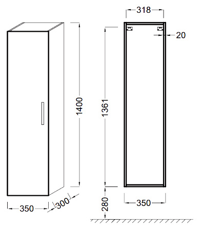 Шкаф-пенал Jacob Delafon Ola серый антрацит