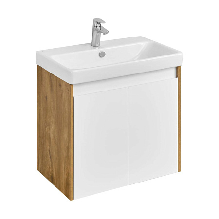 Тумба c раковиной Aquaton Сканди 1A278901SDZ90 70 с дверками, белый/дуб рустикальный