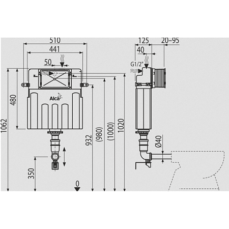 Смывной бачок скрытого монтажа AlcaPlast Basicmodul  AM112
