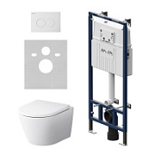 Комплект: инсталляция + клавиша + унитаз AM.PM Sense IS100101.741701 белый/белый глянцевый