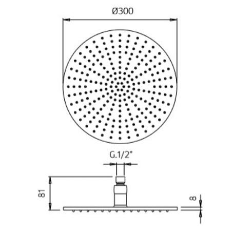 Верхний душ Palazzani 9926V810 с хромотерапией, хром