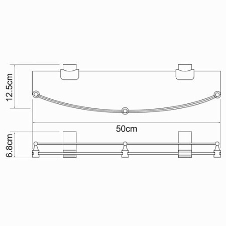 Полка WasserKRAFT Leine K-5044 (K-5024) 50 стеклянная, хром
