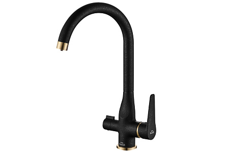 Смеситель Zorg Steel Hammer SH 910 BLACK BR для кухонной мойки/для фильтра, черный металл/бронза