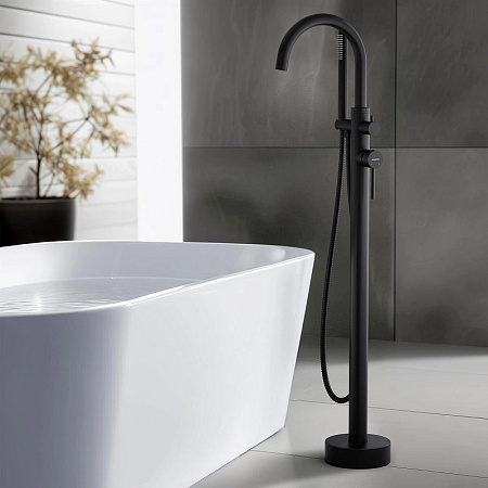 Смеситель Aquatek Европа AQ1345MB для ванны, напольный, черный матовый