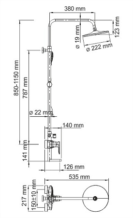 Душевая стойка WasserKRAFT A16601 хром