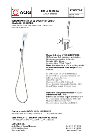Душевой комплект AQG Alpha 19ALPEC21602 хром