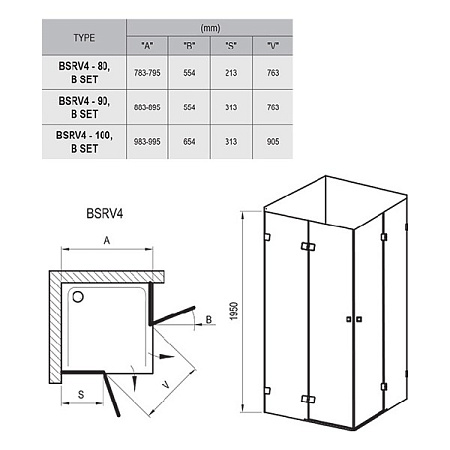 Душевой уголок Ravak Brilliant BSRV4-100 1UVAAA00Z1 Transparent, хром