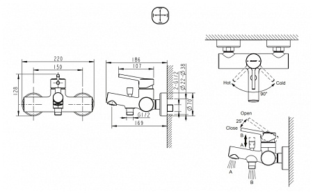 Смеситель Bravat Palace F6172217CP-01-RUS для ванны хром