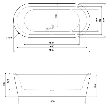 Акриловая ванна Cezares Metauro Central METAURO-Central-180-80-40 180х80