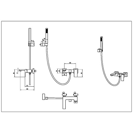 Смеситель Boheme Qubic 473-BR для ванны с душем, бронза