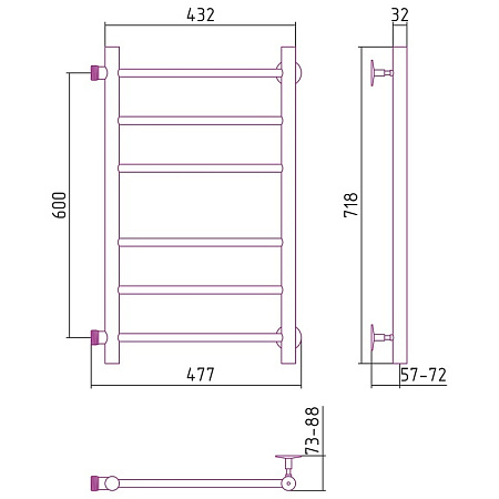 Полотенцесушитель водяной Стилье Версия-Б 60х40 хром