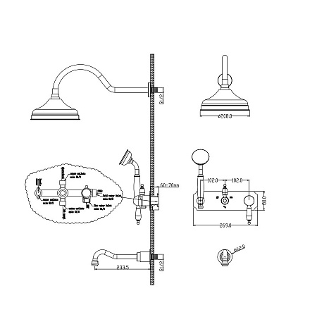 Душевой комплект Boheme Tradizionale chromo 268 для ванны, хром