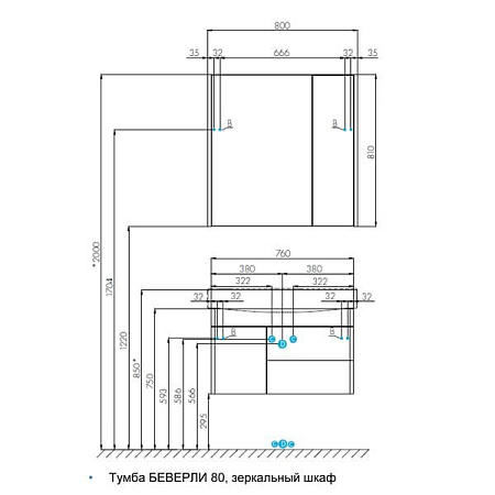 Тумба с раковиной Aquaton Беверли 1A235501BV010 80 белый глянец