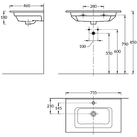 Раковина Kerama Marazzi Piano PI.wb.75 75 белая