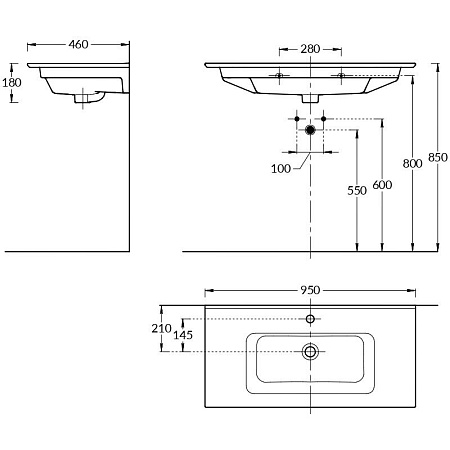 Раковина Kerama Marazzi Piano PI.wb.95 95 белый
