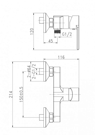 Смеситель Cersanit Brasko 63022 для душа, хром