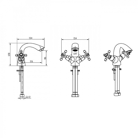Смеситель Boheme Crystal 291-CRST для раковины, золото