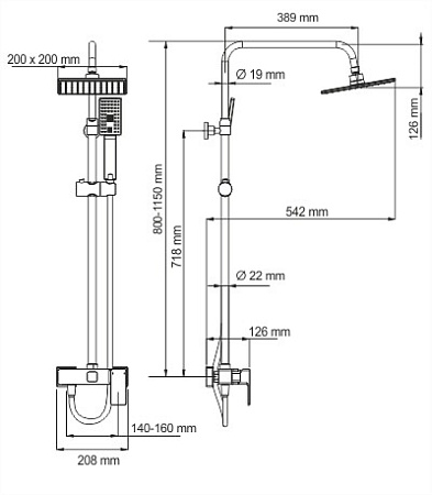 Душевая стойка WasserKRAFT A17702 хром